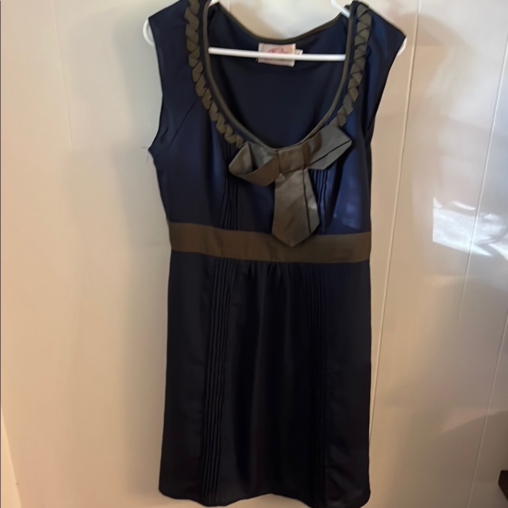 Chic Navy Dress with Ribbon Accent